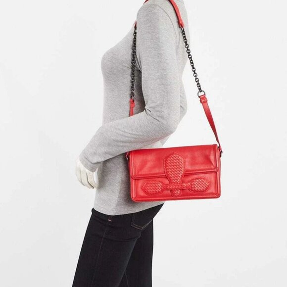 Bottega Veneta Red Intrecciato Nappa Leather Rialto Bag - Picture 11 of 11